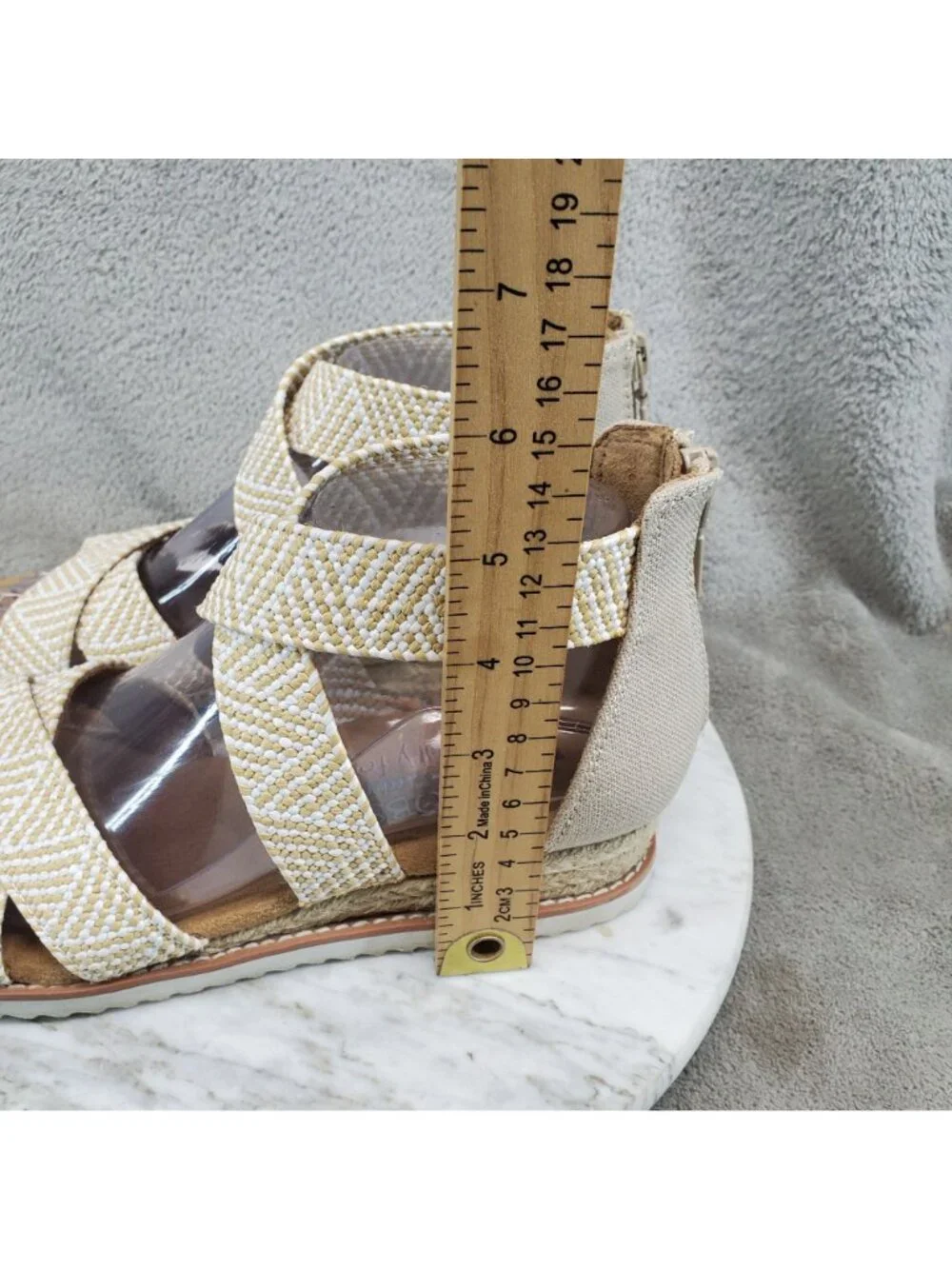 Skechers Shoes Womens Size 7 Bobs Tan Textile Strappy Espadrille Sandals
